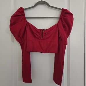 Alice + Olivia Puff Sleeve Crop Top